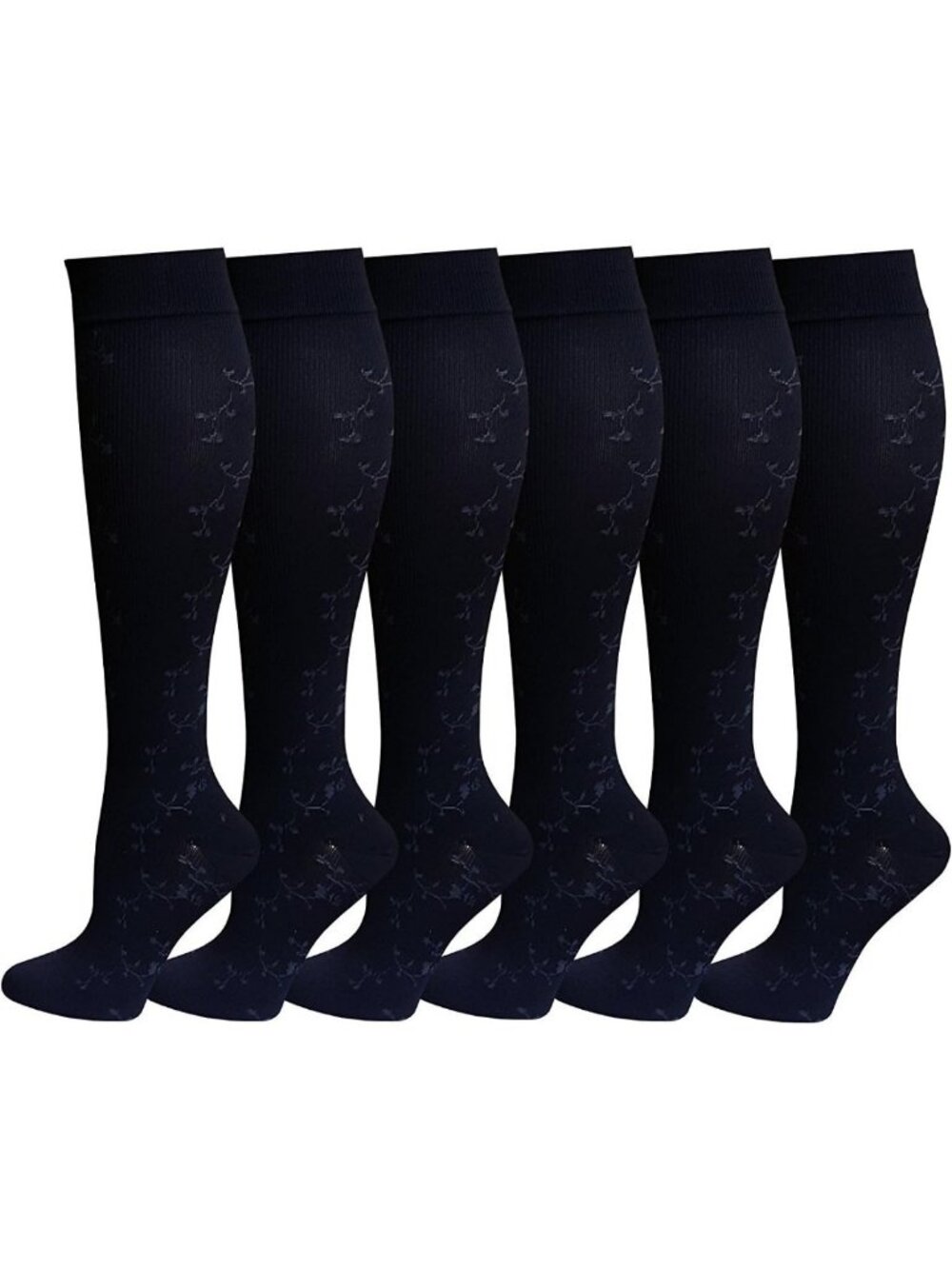 6 Pairs Women's Graduated Compression Knee High Socks - Comfort & Support
